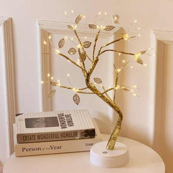 Wisremt Leaf Bonsai Tree Light - 18'' Artificial Tabletop Fairy Light Tree Lamp - USB/Battery Touch Switch (72 LED Lighted Leaf Tree Lights)