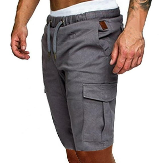 Wisremt Men's Cargo Shorts Elastic Waist Relaxed Fit Multi-Pockets Cotton Casual Outdoor Lightweight Work Shorts