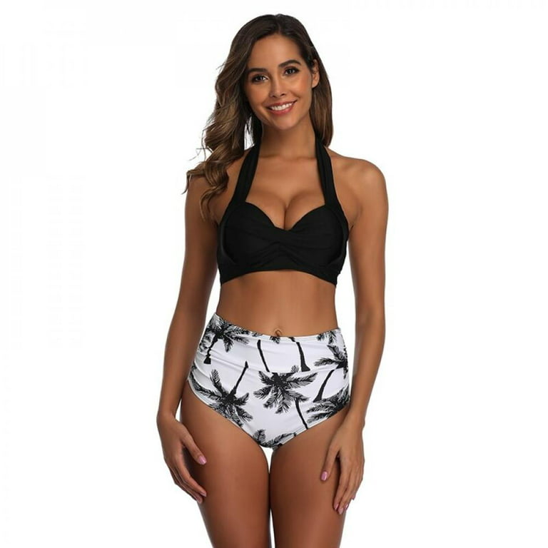 Wisremt Print High Waist Bikini Sets Swimsuit Women Sexy Lace Up Two Pieces  Swimwear Beach Bathing Suits Style 3 XL 