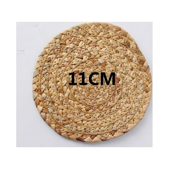 Wisremt Rattan Tablemats and Woven Placemats - Natural Round Braided Water Hyacinth Weave Placemat - No-Slip Heat Resistant Mats for Table, Coasters, Pots, Pans & Teapots in Kitchen
