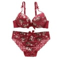 thumbnail image 1 of Wisremt Women's Floral Embroidery Underwire Lingerie Set Push-Up Thin Padded Bra Set, 1 of 2