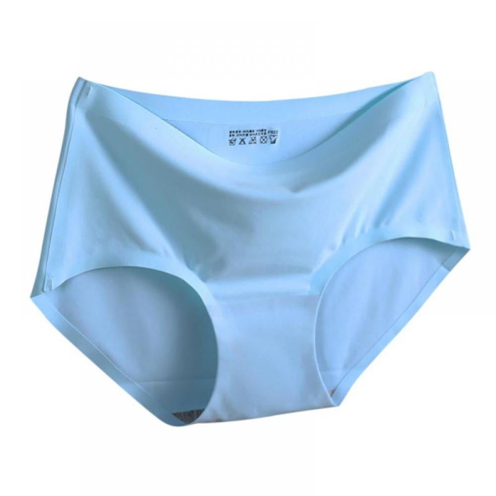 Wisremt Women's Seamless Briefs Ice Silk Panties Mid-Rise No Show Underwear