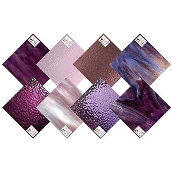 Wissmach 8 Sheet Mixed Color Variety, Purple, Stained Glass Pack and Mosaic Glass (4"x6") by$$Art & Craft