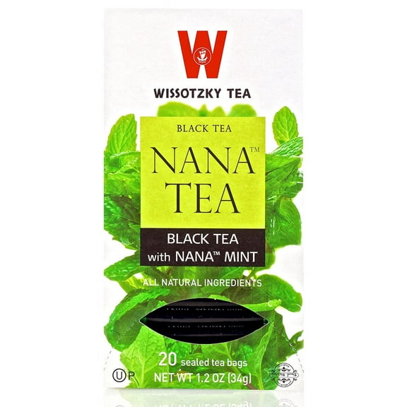 Wissotzky Black Tea With Nana Mint (3 Pack = 60 Tea Bags) Rich Tasting & Invigorating, All Natural Flavors