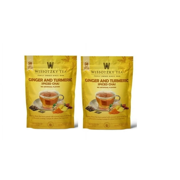 Wissotzky Tea Ginger Turmeric Spiced Chai - Pack of 100 Tea Bags