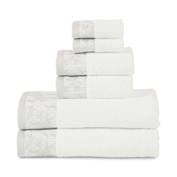 Wisteria 100% Combed Cotton Embroidered 6-Piece Towel Set White