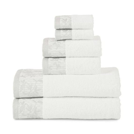 Wisteria 100% Combed Cotton Embroidered 6-Piece Towel Set White