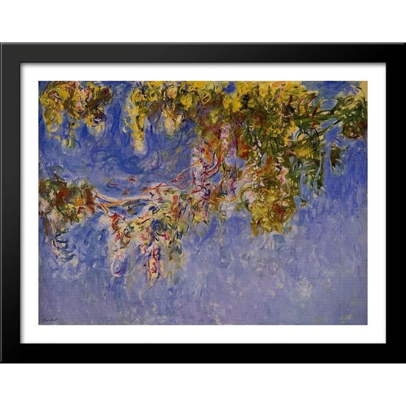 Wisteria 36x28 Large Black Wood Framed Print Art by Claude Monet