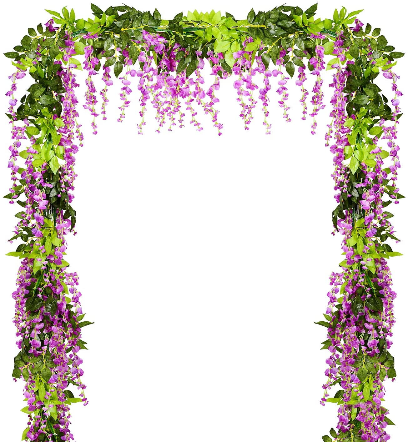 Light Purple Silk Wisteria Garland for Outdoor Wedding Decor, 4 Pack