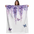 thumbnail image 1 of Wisteria Blanket Soft Cozy Warm Throw Blanket for Couch, Plush Fuzzy Flannel Fleece Blankets for Sofa, Purple Flowers Butterflies Vintage Spring Bed Blankets Lightweight Gifts for Women, 50"x60", 1 of 9