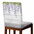 thumbnail image 1 of Wisteria Chair Covers Set of 4 Spring Watercolor Light Purple Floral White Wood Grain Chair Back Covers Stretch Removable Washable Slipcovers Protector for Dining Room Kitchen Party Decor, 1 of 9
