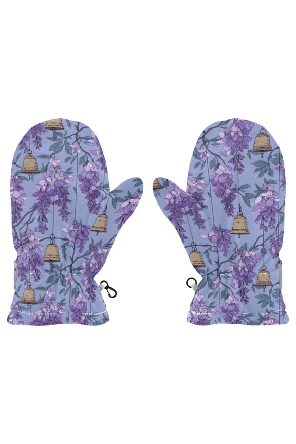 Wisteria Copper Bells Cold Weather Mittens Cozy Gloves with Adjustable Fit Perfect for Outdoor Fun