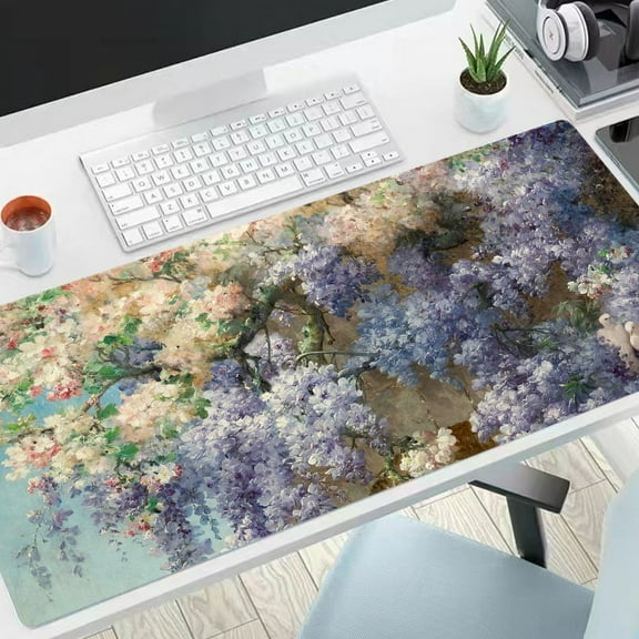 Wisteria Falls Desk Mat Desk Pad Large Gaming Mouse Pad E-Sports Office Keyboard Pad Computer Mouse Non-Slip Computer Mat Gift For Teen/Boyfriend/Girlfriend