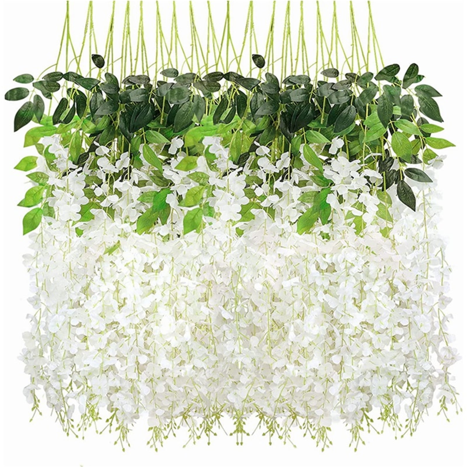 White Silk Artificial Wisteria Vine Garland for Outdoor Decor