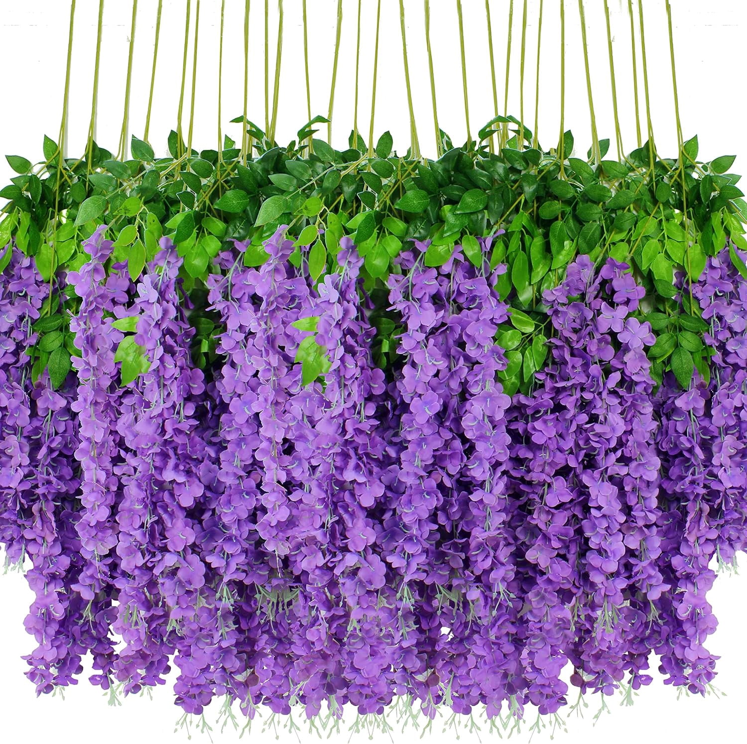 Wisteria Hanging Flowers 24 Pack Artificial Flowers Fake Wisteria Vine ...