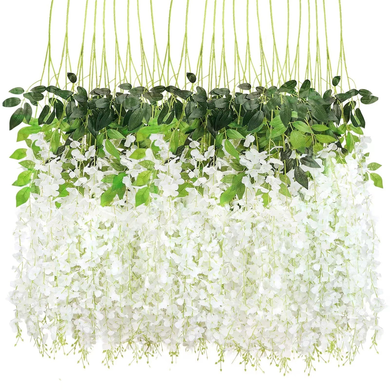 White Silk Artificial Wisteria Vine Garland for Outdoor Decor