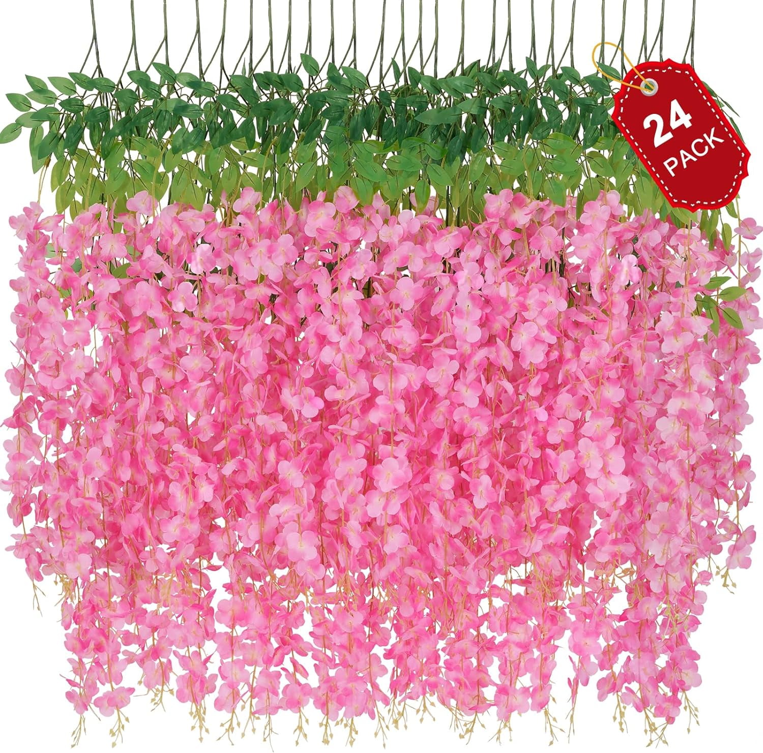 Wisteria Hanging Flowers, 3.6 Feet/Pcs Pink Wisteria Artificial Flowers, Fake Wisteria Flowers Garland, Hanging Wisteria Vines for Bedroom Wedding Home Party Wall Decoration