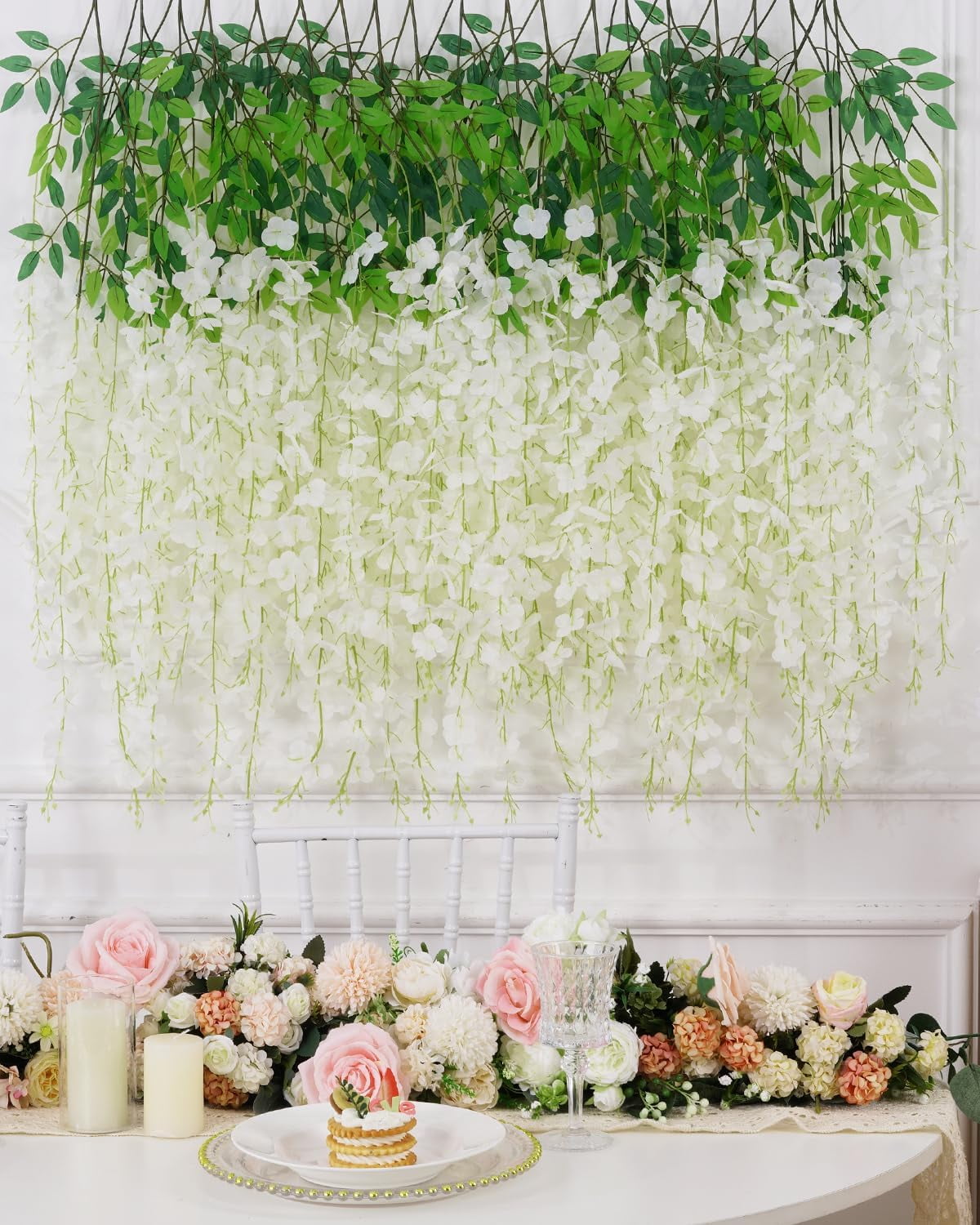 Wisteria Hanging Flowers, 3.6 Feet/Pcs Pink Wisteria Artificial Flowers, Fake Wisteria Flowers Garland, Hanging Wisteria Vines for Bedroom Wedding Home Party Wall Decoration