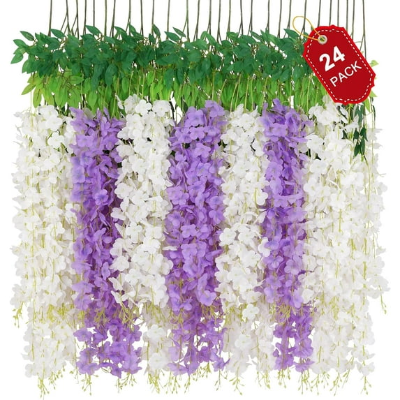 Wisteria Hanging Flowers, 3.6 Feet/Pcs Pink Wisteria Artificial Flowers, Fake Wisteria Flowers Garland, Hanging Wisteria Vines for Bedroom Wedding Home Party Wall Decoration