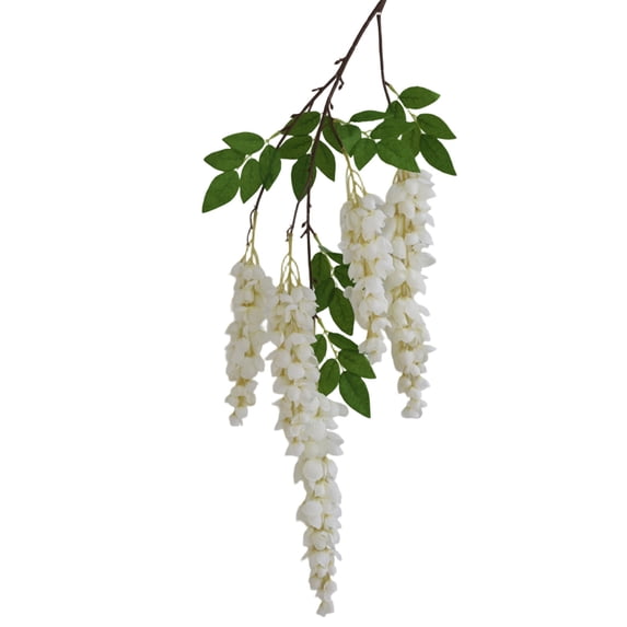Wisteria Hanging Flowers Artificial Long Handle Plastic Ornament for Indoor Living Room Decor
