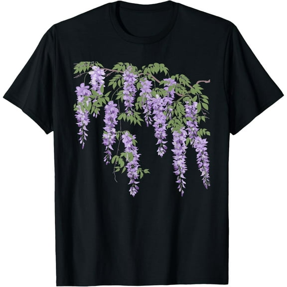 Wisteria In Spring T-ShirtWisteria Botanical Purple Flowers For Garden Lover100% cotton
