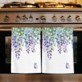 thumbnail image 1 of Wisteria Kitchen Towels Set of 2, Purple Flowers Leaves Butterflies Botanical Spring Absorbent Dish Towels for Kitchen, Microfiber Hand Towel, Quick Drying Tea Towel for Cleaning Dishcloths, 1 of 7