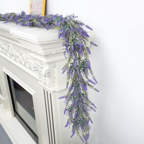 Wisteria Lavender Garland - 6 Ft Artificial Spring/Summer Garland ...