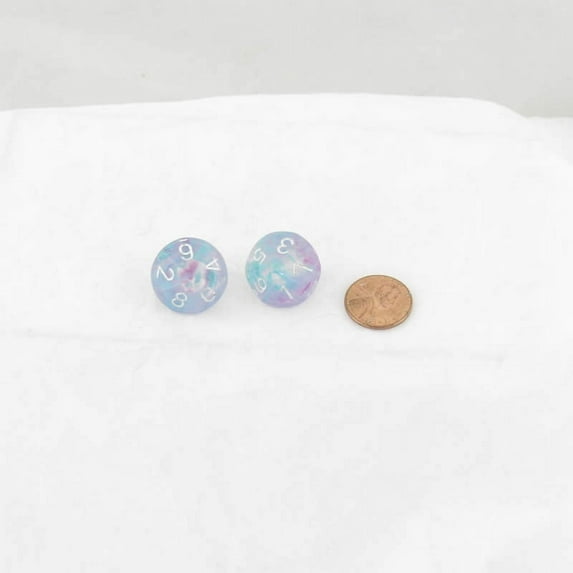 Wisteria Nebula Luminary Dice with White Numbers 16mm (5/8in) D10 Set of 2 Wondertrail