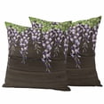 thumbnail image 1 of Wisteria Pillow Covers 2 Pack Spring Watercolor Light Purple Floral Brown Wood Grain Pillowcase Waterproof Outdoor Throw Pillow Cover for Patio Garden Square Cushion 18”x18”, 1 of 9