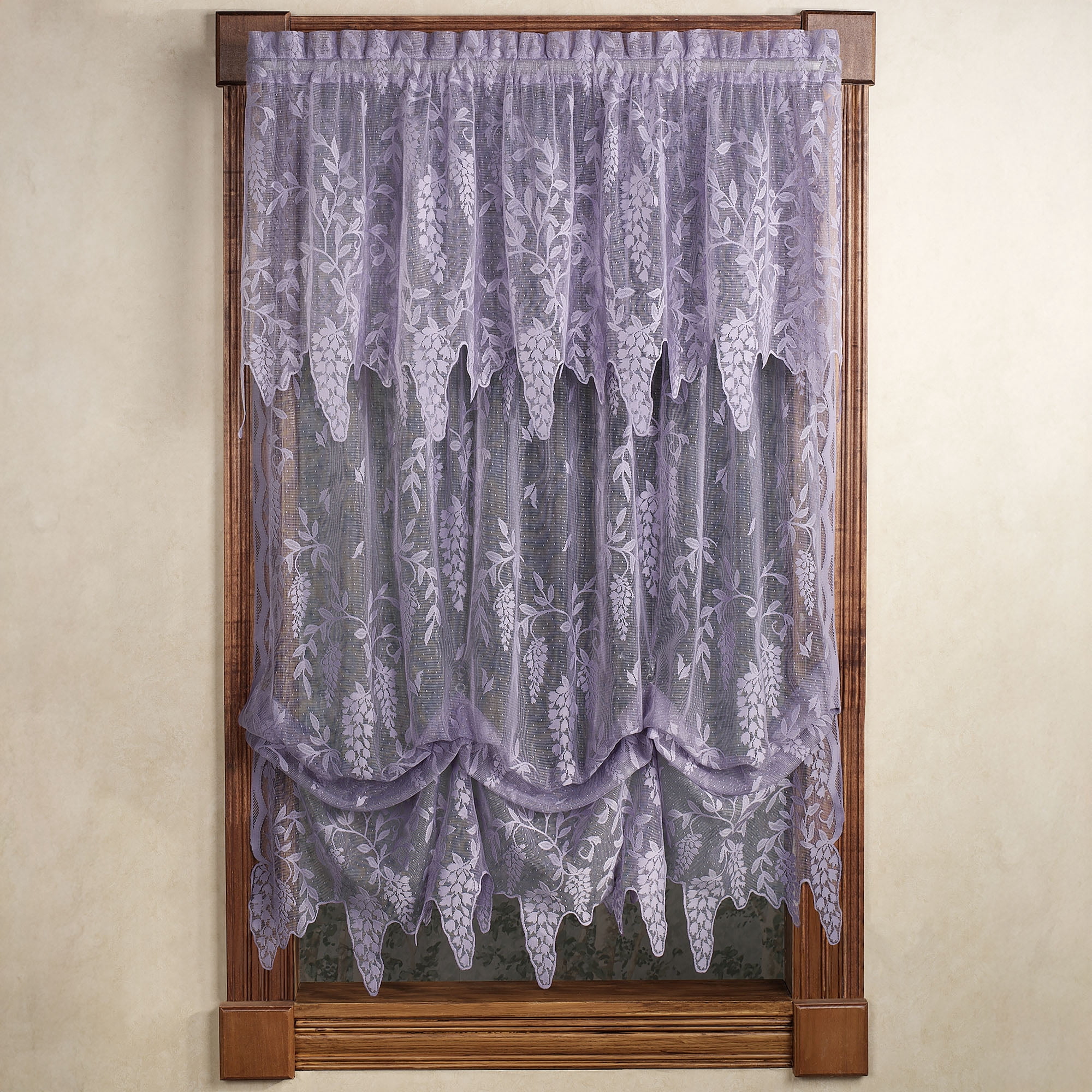 Window Shade Insert Wisteria Sheer Lace Rod Pocket Window Treatment; Balloon Shade and ...