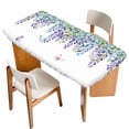 thumbnail image 1 of Wisteria Table Cloths for 3 Foot Rectangle Tables, Purple Flowers Leaves Butterflies Botanical Spring Patio Waterproof Elastic Fitted Tablecloths, Washable Rectangular Table Cover for Camping, 1 of 8