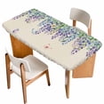 thumbnail image 1 of Wisteria Table Cloths for 4 Foot Rectangle Tables, Purple Flowers Leaves Butterflies Plants Spring Beige Patio Waterproof Elastic Fitted Tablecloths, Washable Rectangular Table Cover for Camping, 1 of 8