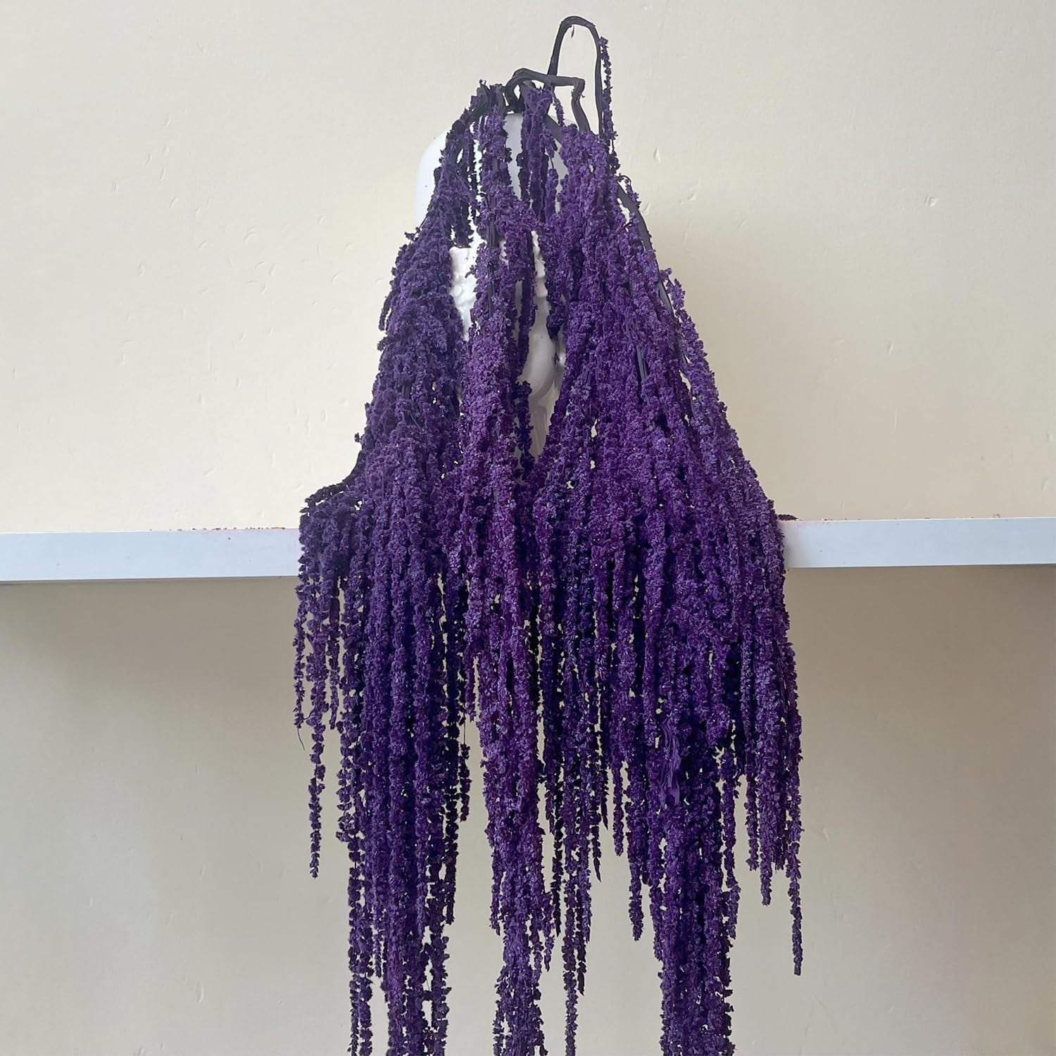 Wisteria Vine Hanging Flowers: 5Pcs Real Preserved Dried Amaranthus Flowers for Wedding, Flower Arrangement, Vase, 23"-26" Hanging Wisteria Flowers for Arch Decor Home Decor (Purple)