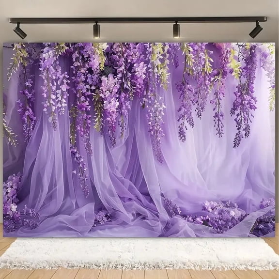 Wisteria Wedding Backdrop Purple Floral Curtain Bridal Shower Background Lavender Flower Engagement Ceremony Party Decorations Banner Supplies Photo Booth Props