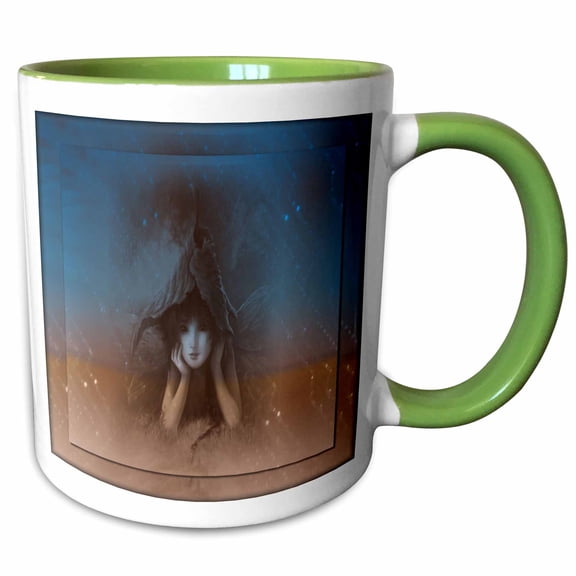 3drose, Wistful Pixie, 11oz Two-tone Green Mug