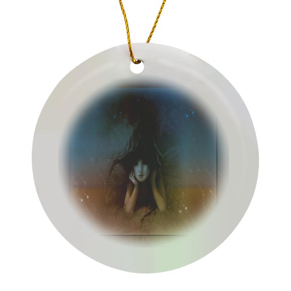 3drose, Wistful Pixie, Circle Porcelain Ornament