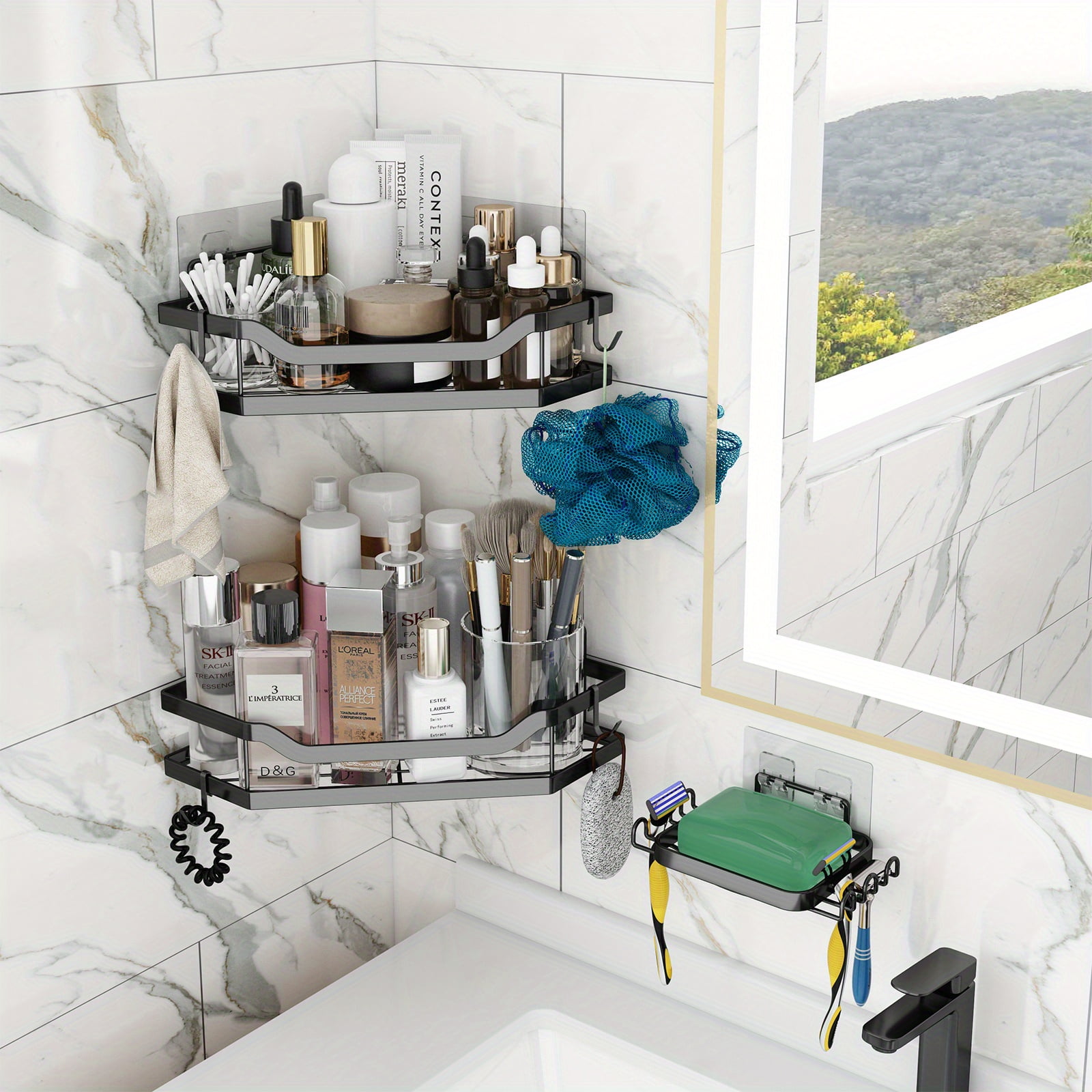Wistom Star Shower Shelf Corner 3 Pieces, Corner Shower Shelf Adhesive ...