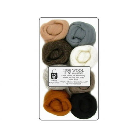 Wistyria Editions 100% Wool Roving Furry Friend8pc