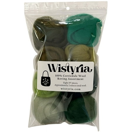 Wistyria Editions 100% Wool Roving - Jungle, Pkg of 8
