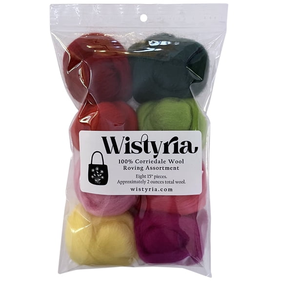 Wistyria Editions 100% Wool Roving - Zinnias, Pkg of 8