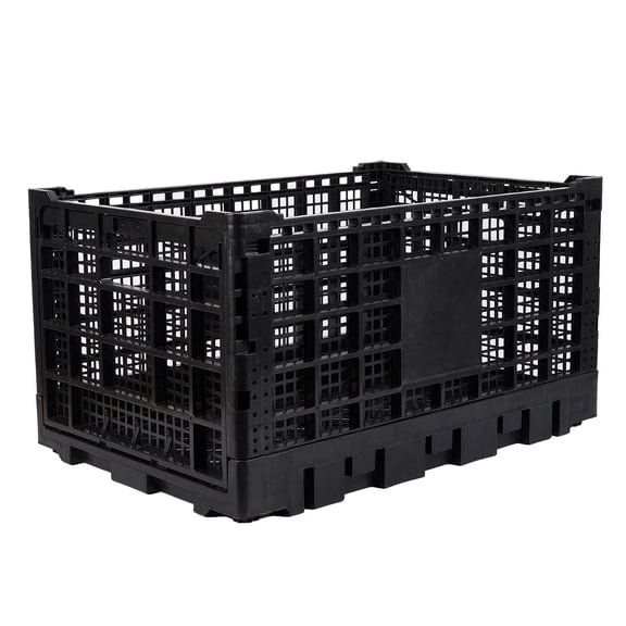 Wisykoke 1/2/5/10 Pack Plastic Storage Crates 52L Large Stackable Storage Bins with 130 lbs Capacity, Space Saving Organizer for Home Office School Camping, Black