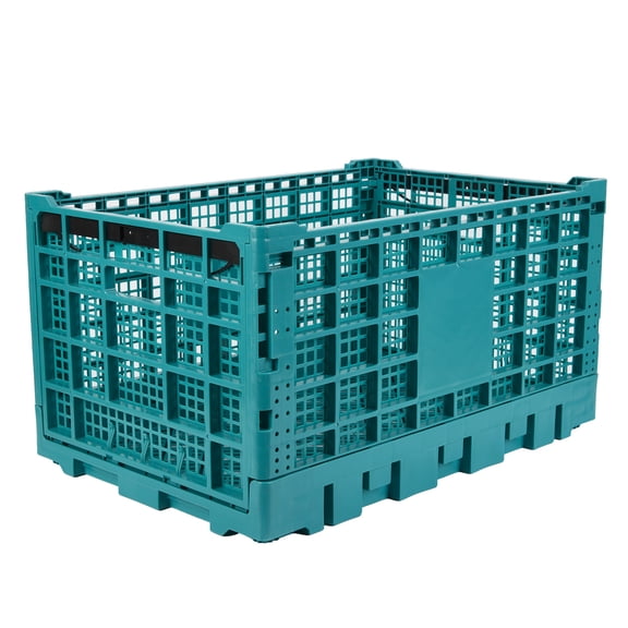 Wisykoke 1/2/5/10PCS Collapsible Milk Crate 52L Plastic Storage Crate Stackable, Collapsible Crates for Storage, Space Saving for Home & Camping, Holds 130 lbs, Green
