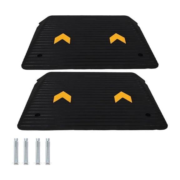 Wisykoke 1 / 2 Pack 72" Rubber Parking Curb 33069 Lbs Capacity Garage Wheel Stopper with Reflective Stripes for Driveway, Truck and Vehicle Protection
