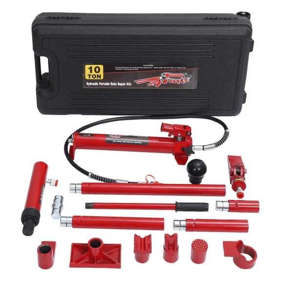 Wisykoke 10 Ton Porta Power Kit with Wheeled Storage Case, Hydraulic Jack Kit Ram Pump & 4.6 Ft/1.4 m Oil Hose for Automotive, Garage, Farm, Heavy Equipment