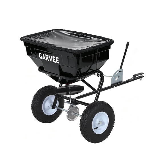 Wisykoke 125 LBS Push Broadcast Spreader, 12FT Spreading Width, 13" All-Terrain Wheels, Adjustable Flow Control, Heavy Duty Walk Behind Lawn Spreader for Fertilizer, Grass Seed, Ice Melt, Salt