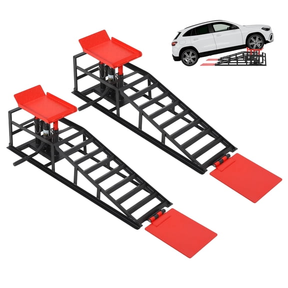 Wisykoke 2 PCS Hydraulic Car Ramp, 5T/12000 LBS Heavy-Duty Car Ramp, Portable Car Ramps for Oil Changes, 9.45"-13.78" Lifts, Car Lifts for Home Garage, Vehicle Auto Garage Repair