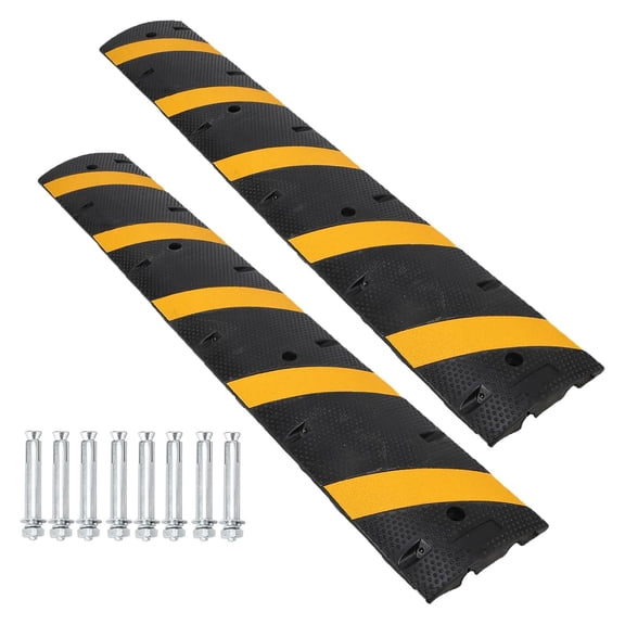 Wisykoke 2 Pack 6Ft Rubber Speed Bumps, Heavy Duty Modular 2-Channel Design with 25000 Lbs Capacity, for Cable Protection On Asphalt, Concrete and Gravel Roads