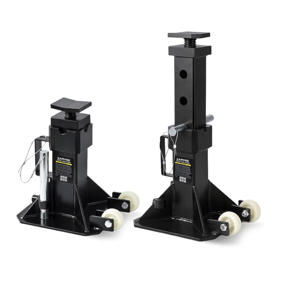 Wisykoke 22 Ton Pin Type Jack Stands with Wheels - Heavy Duty Support for Trucks, Trailers, Equipment - Adjustable Height 13.8"-19.7", Wide Base for Stability - Lock - Secondary Lifting
