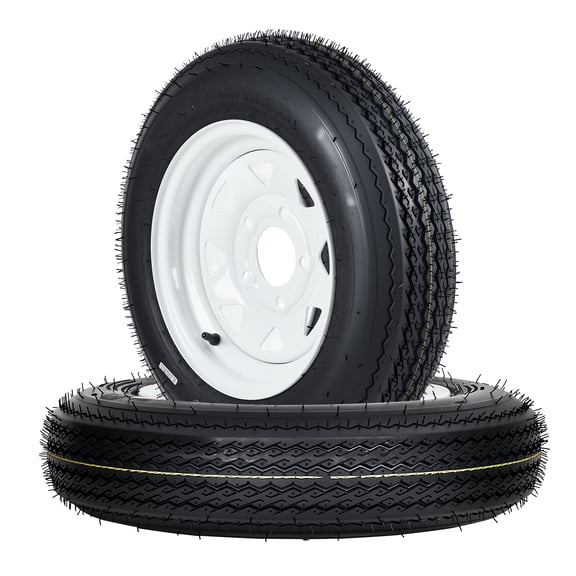 Wisykoke 4.80-12 Trailer Tire & Wheel Assembly, 6-Ply Load Range C, 5-Lug 4.5" PCD, White Spoke Rim, for Boat & Motorcycle Trailers