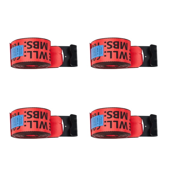 Wisykoke 4 Pack 4" x 30' Winch Straps with Flat Hooks, 18000lbs Break Strength Heavy Duty Flatbed Straps, 6,000lbs WLL Truck Tie Downs for Flatbed Trailers, Industrial Cargo Straps, Tree Saver